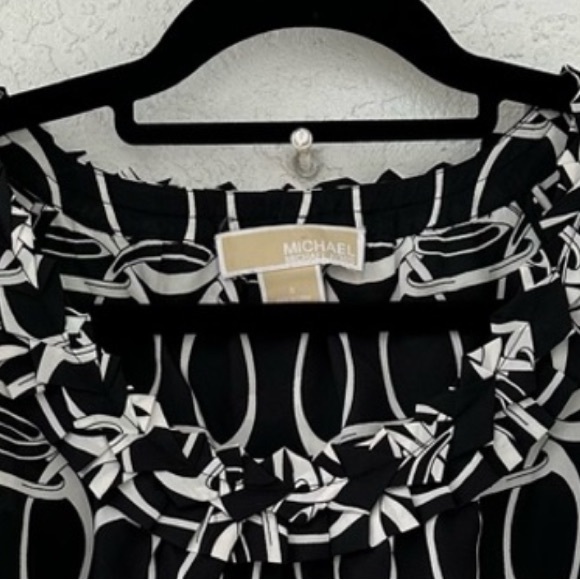 Michael Michael Kors Silk Blouse Sleeveless Black White Size 8 - Picture 3 of 5